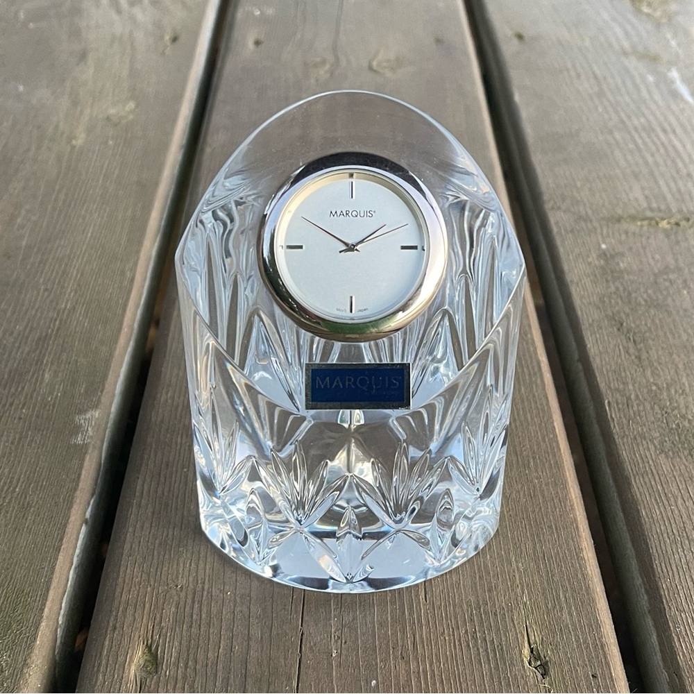 Marquis by Waterford Crystal Caprice Clock Made in Slovenia Desk Accessories
